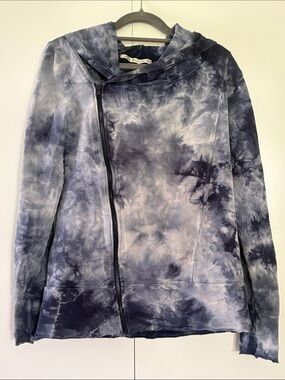 LVR Organic Cotton Tie-Dye Hooded Zip Front Top M